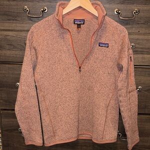 Patagonia Women's Speckled Zip-Up Sweater in Orange